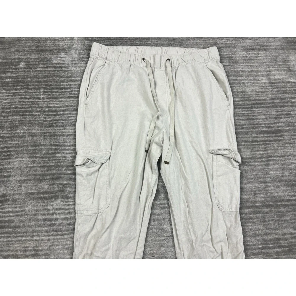 St Johns Bay Pants Womens‎ Large Beige Linen Blend Jogger Drawstring